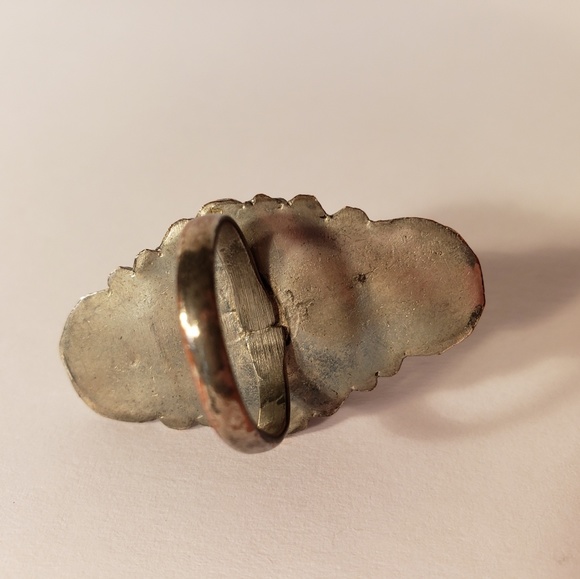 Vintage 1970s Mop Turquoise  Sterling Silver Ring - Picture 5 of 8